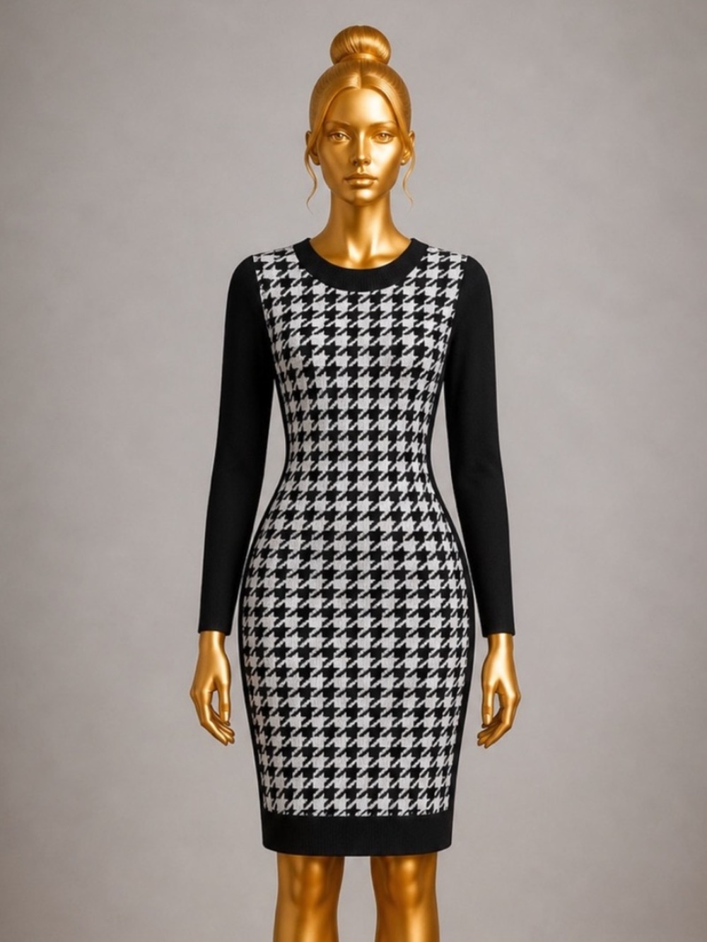 Black and White Houndstooth Dress